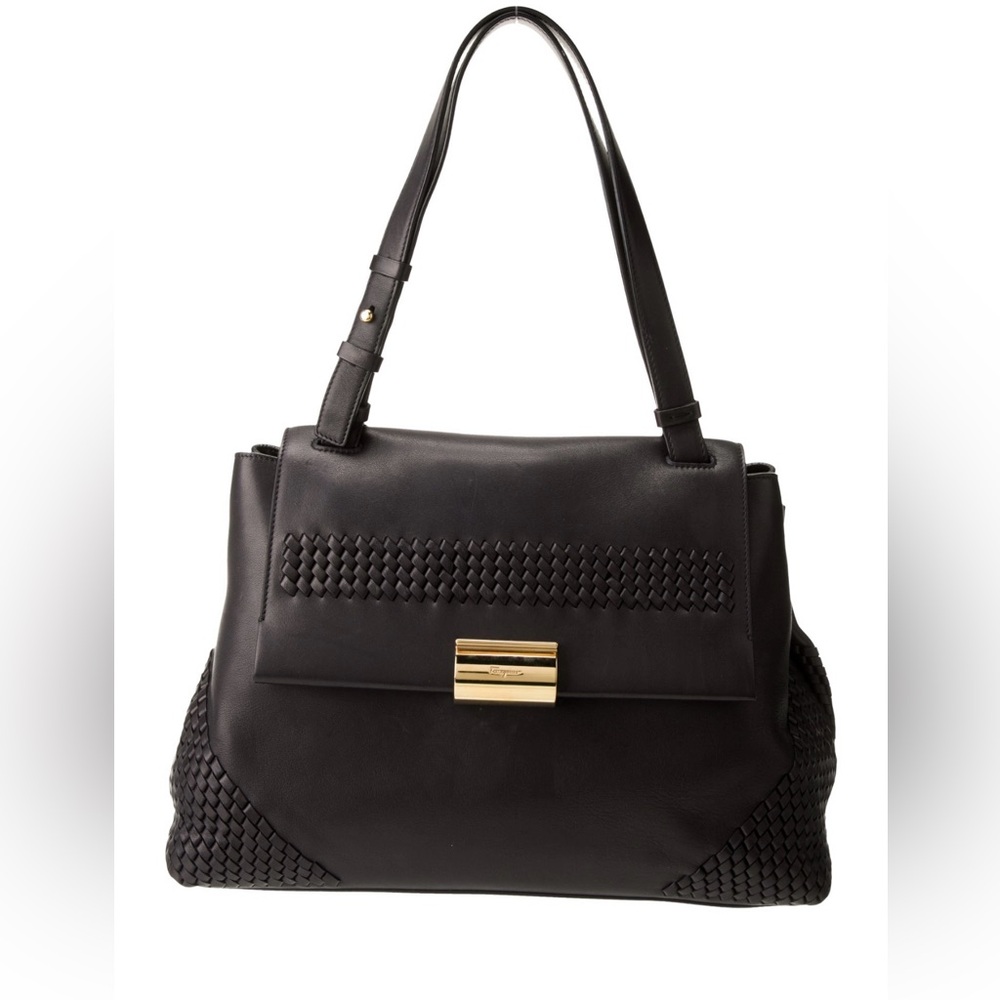 Elegant Salvatore Ferragamo Woven Tote Bag!